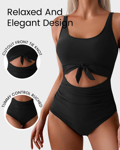 Ruched Tie-Knot One-Piece Swimsuit