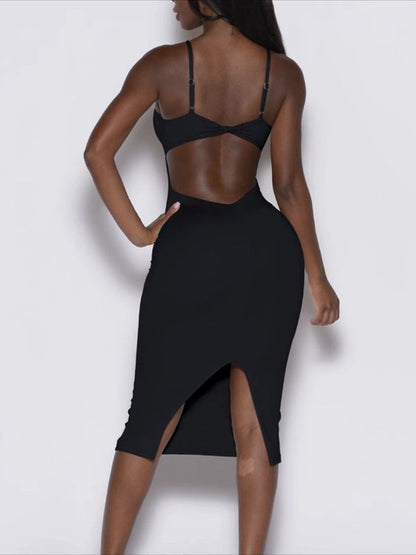 Chic V-Cut Backless Split Dress