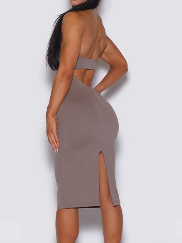 Chic Backless Split Dress