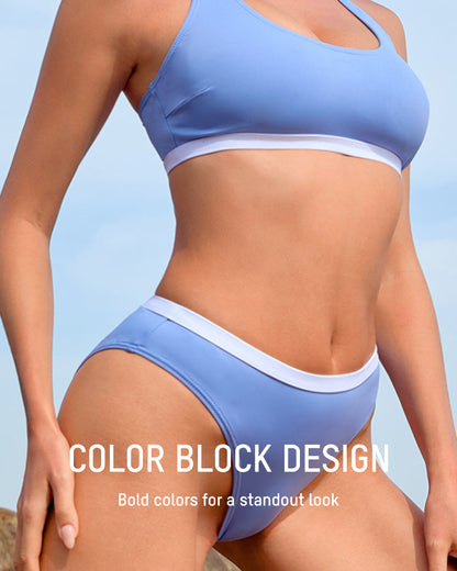 Sporty Bralette & Banded Hipster Bikini Set
