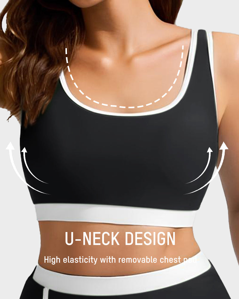 Sporty Color Block Skirted Bikini Set
