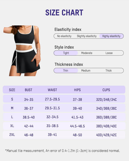 Sporty Color Block Skirted Bikini Set