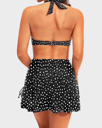 Two-Piece High-Waisted Halter V-Neck Bikini Set