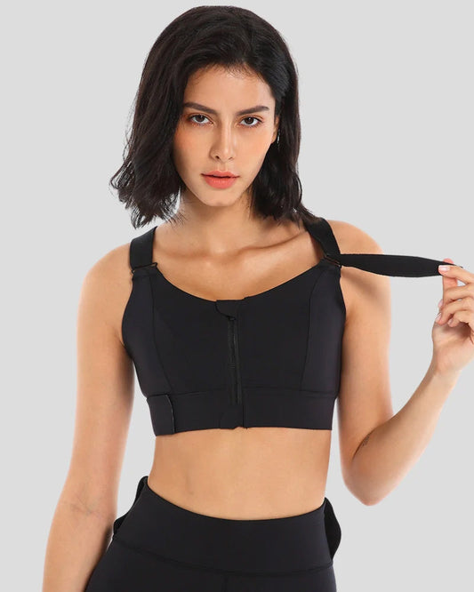 Zip-Front Plus Size High Impact Sports Bra