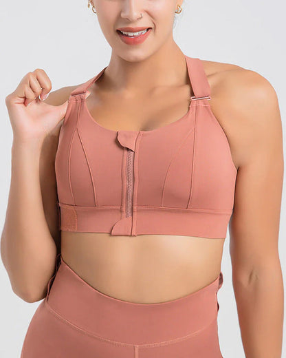 Zip-Front Plus Size High Impact Sports Bra