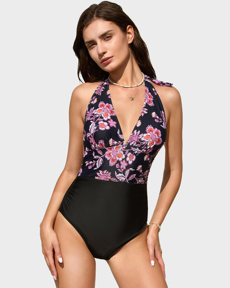 Halter Neck Backless One-Piece Swimsuit