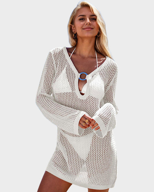 Boho Plunge Crochet Beach Cover Dress