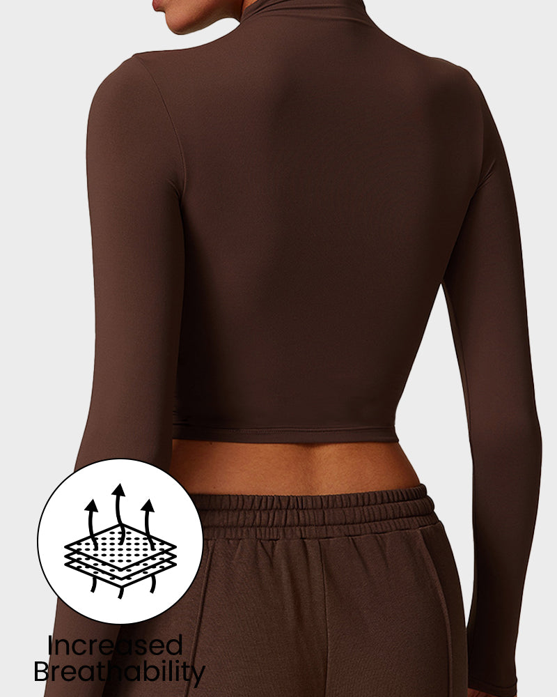 Long Sleeve Mock Neck Fitted Top