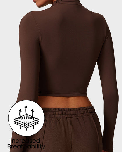 Long Sleeve Mock Neck Fitted Top
