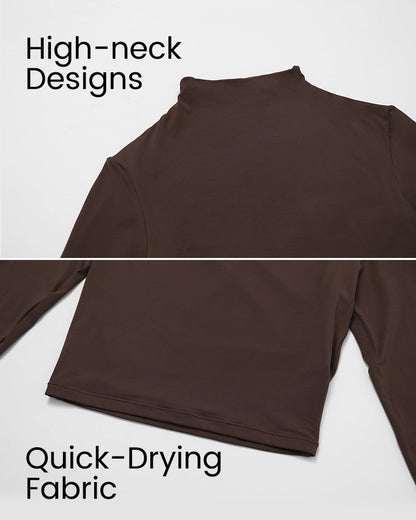 Long Sleeve Mock Neck Fitted Top