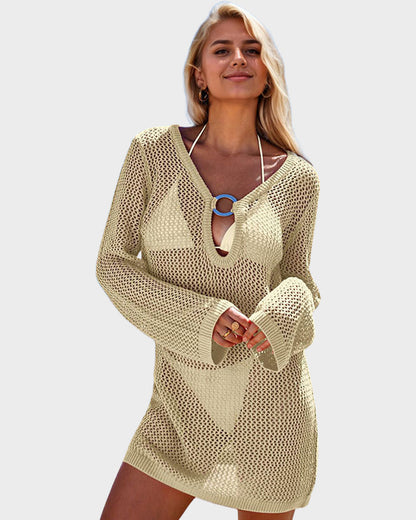 Boho Plunge Crochet Beach Cover Dress