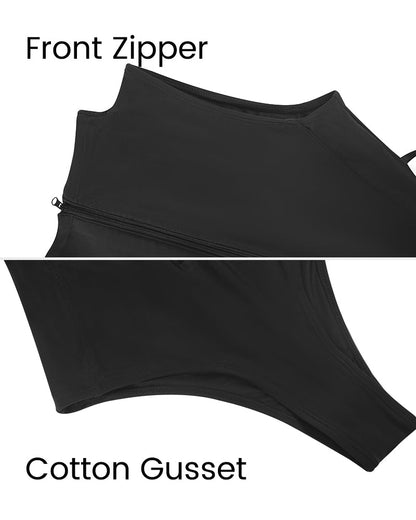 High Neck Zip-Up Sculpting Swimwear
