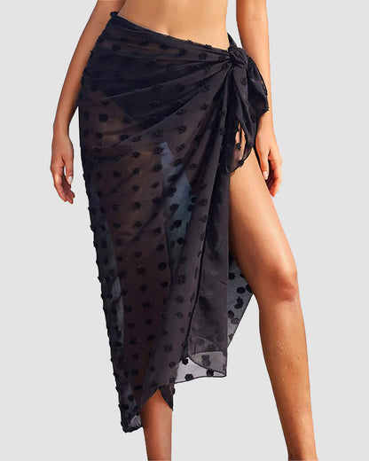 Side Tie Midi Sarong Long Sheer Skirt