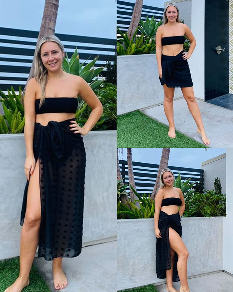Side Tie Midi Sarong Long Sheer Skirt
