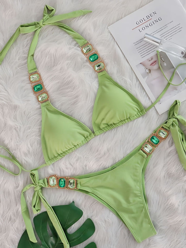 Sparkling Crystal Charm Bikini Set