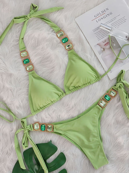 Sparkling Crystal Charm Bikini Set